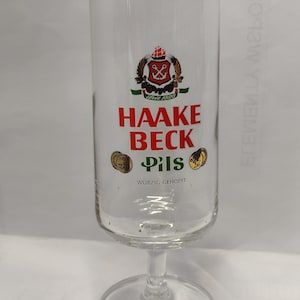 Haake Beck 0.2l stemmed beer glass, Collectible german Beer tulip Glass, Pilsner Glass, Barware Glass, beer drinking glassware 200 ml