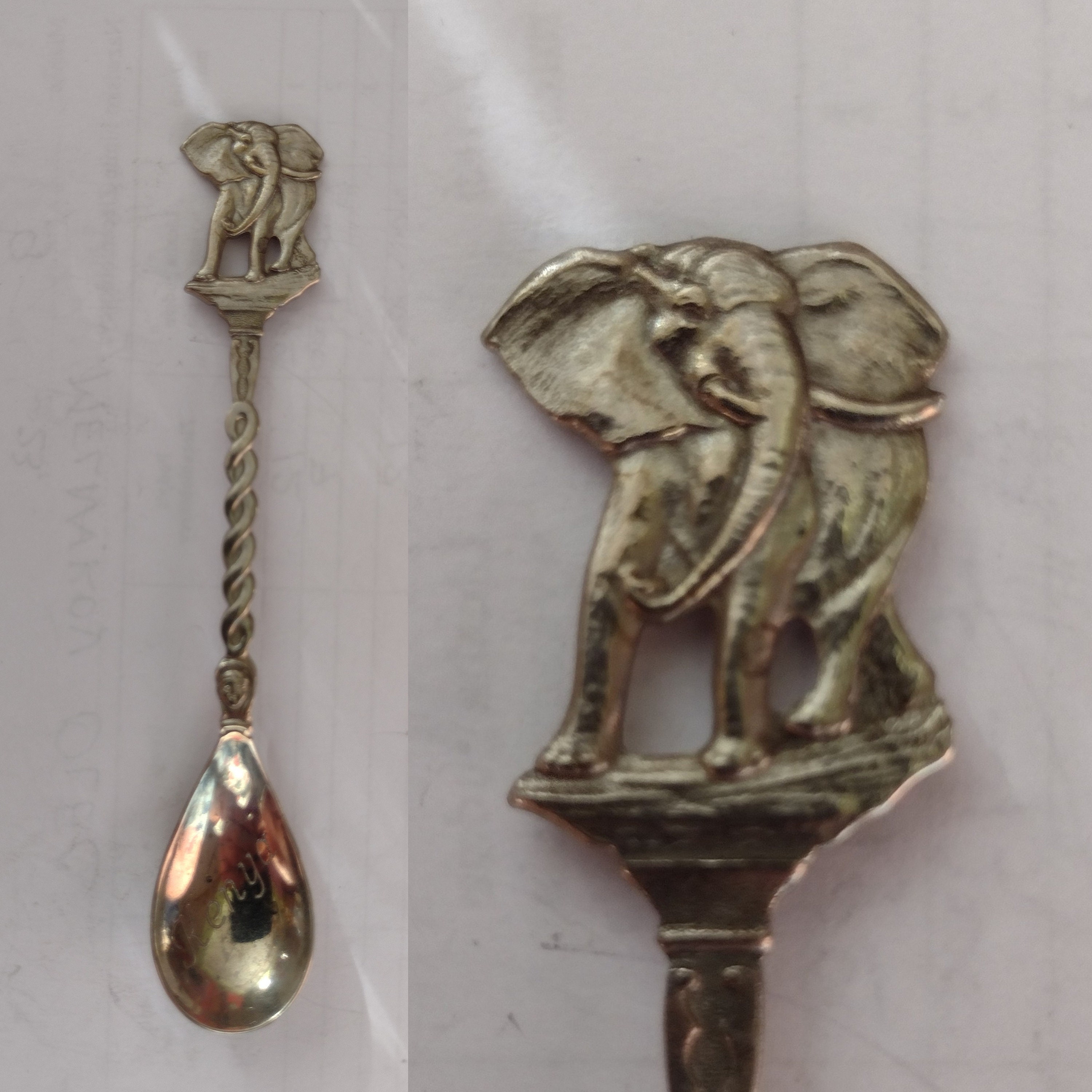 ケニア、象のお土産ヴィンテージ収集記念スプーン。アフリカの贈り物