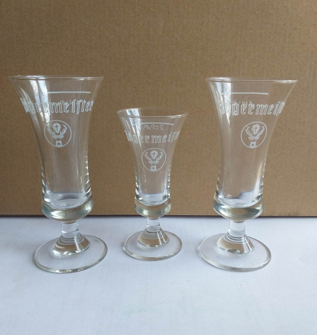 Set of 3 Jagermeister Shot Glasses 1970s 2cl 4cl Etsy