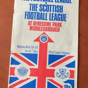English Football League v Scottish League 15/03/1972 Middlesbrough. Football Programme.