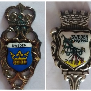 Schweden Maibaum Souvenir Vintage Sammlerstück versilberter Löffel. Schweden Geschenk.