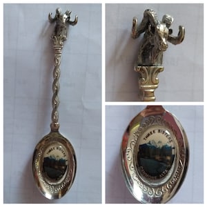 Three sisters Canmore  Alberta Canada souvenir vintage collectible silver plated spoon. Canadian gift #123
