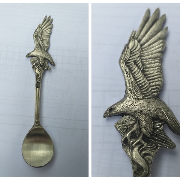 Eagle Boma mig pewter  Canada Souvenir vintage collectors spoon. Gift from canada.