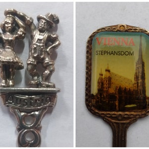 Vienna St Stephan's cathedral Austria Vintage silverplated souvenir collectors commemorative spoons. Gift from austria. Spinning spoon