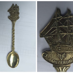 Amsterdam Dutch Sailboat Souvenir vintage collectors W. B. 18. spoon. Gift from Holland.