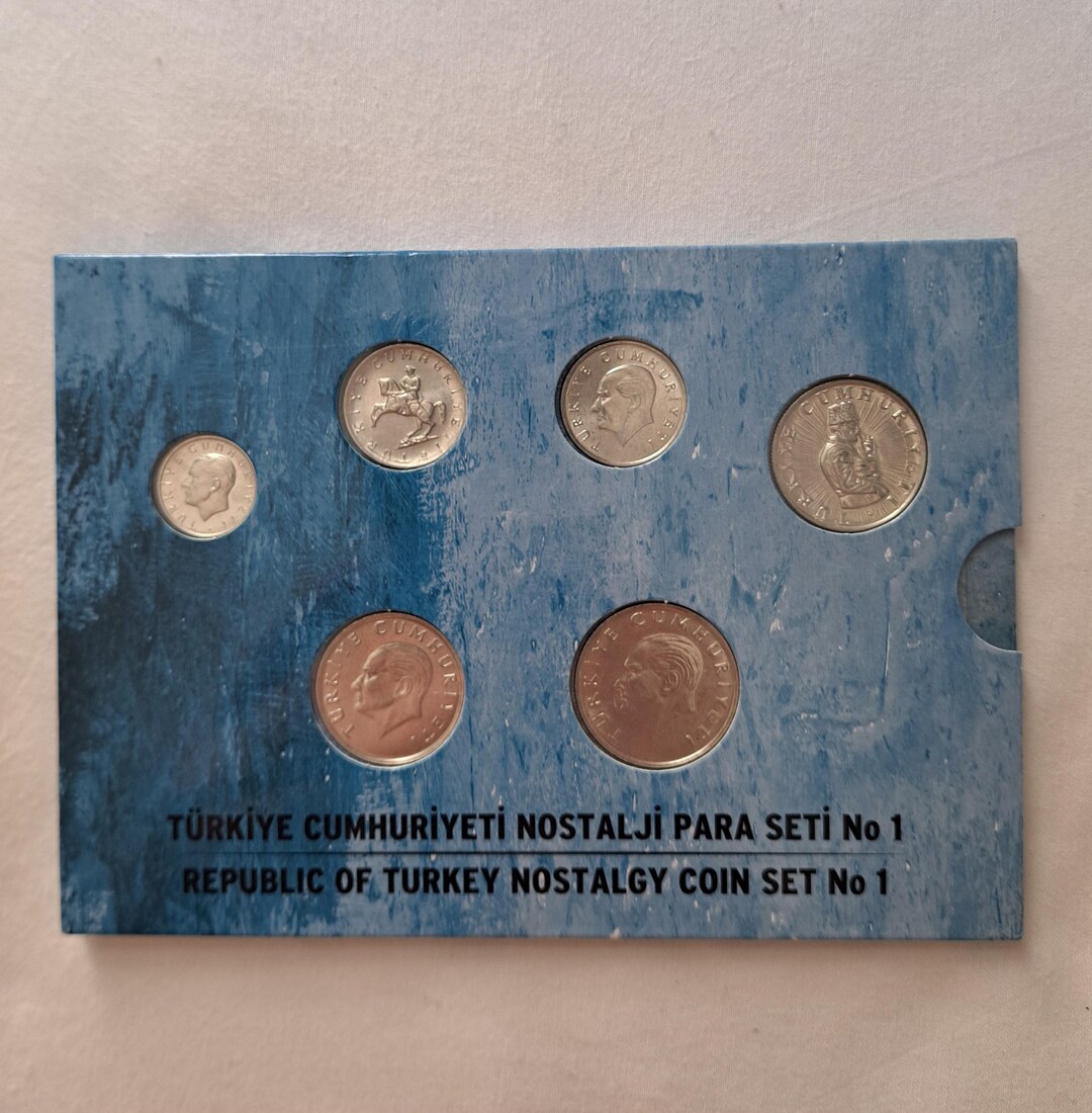 Turkey Nostalgy Coin Set of 6 Turkish Coins 1 Lira 1981, 5 Lira 1983, 5 ...