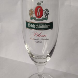 Feldschlößchen Feldschlosschen Dresden pilsener tulip beer glass 0.3l, 0.05l, Collectible German Beer Glass, Pilsner Glass, 300ml, 50ml image 6