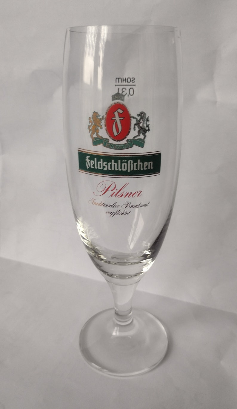Feldschlößchen Feldschlosschen Dresden pilsener tulip beer glass 0.3l, 0.05l, Collectible German Beer Glass, Pilsner Glass, 300ml, 50ml image 6