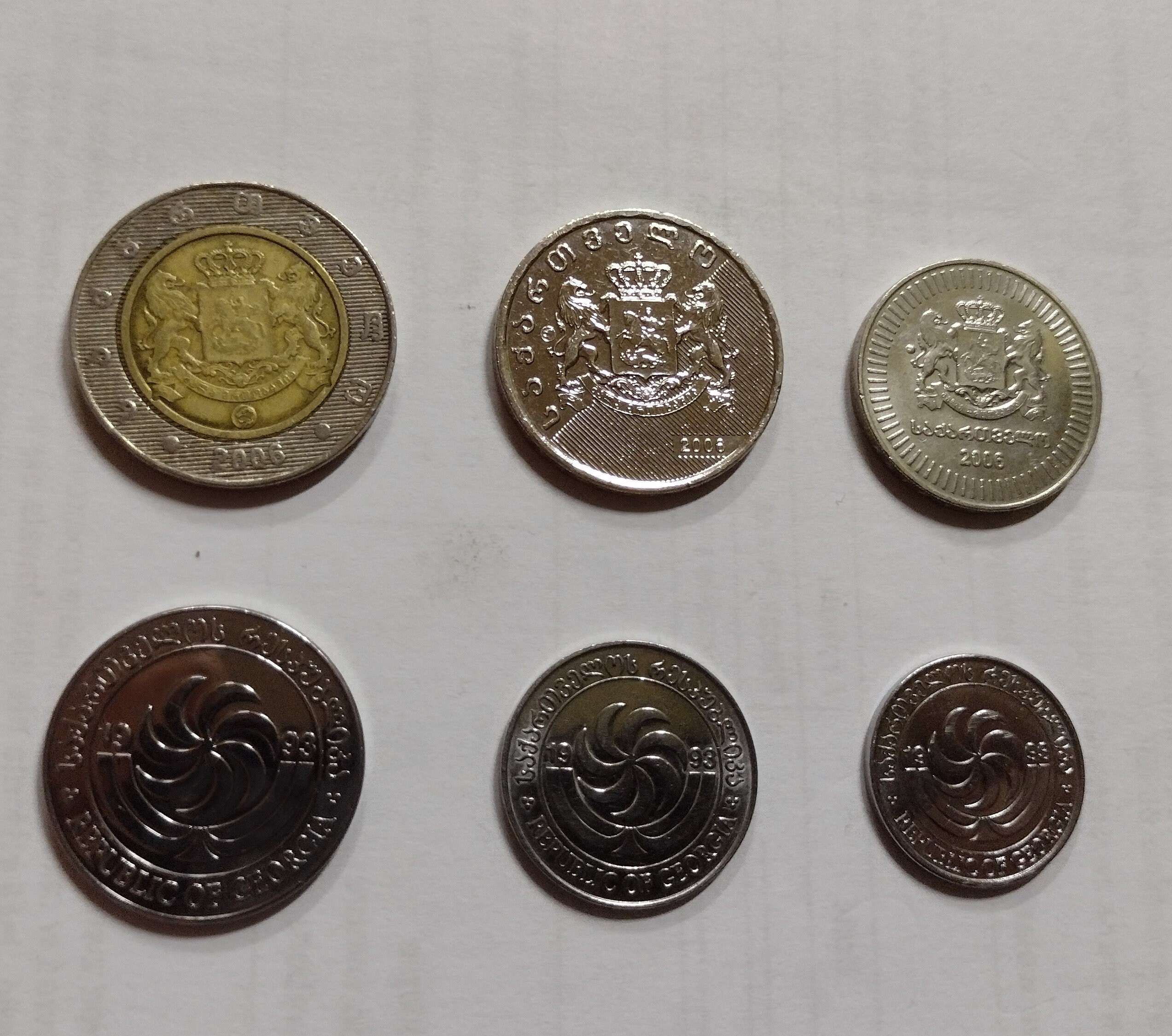 ジョージアのコイン6枚セット、2、1ラリ、50、20、10、5テトリ。動物相。動物が描かれたコイン。 - Etsy 日本