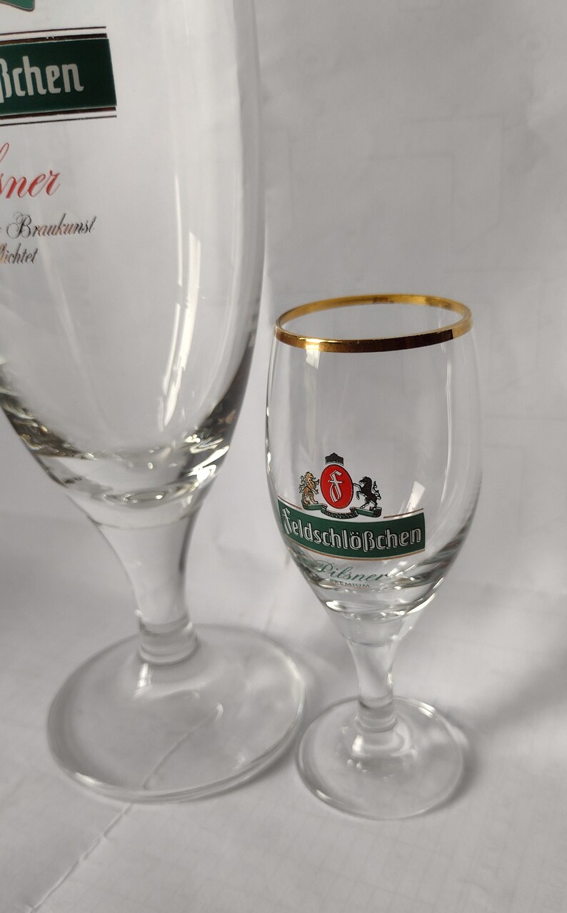 Feldschlößchen Feldschlosschen Dresden pilsener tulip beer glass 0.3l, 0.05l, Collectible German Beer Glass, Pilsner Glass, 300ml, 50ml image 3