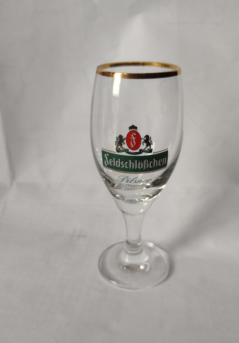 Feldschlößchen Feldschlosschen Dresden pilsener tulip beer glass 0.3l, 0.05l, Collectible German Beer Glass, Pilsner Glass, 300ml, 50ml image 9