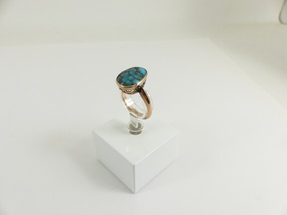 Antique Art Deco 9ct Rose Gold Turquoise Ring - image 3