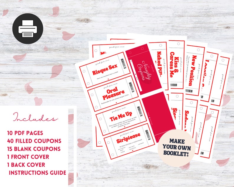 Printable Naughty Coupons Sexy Girlfriend Gift Couple Sex Coupons Sexy ...