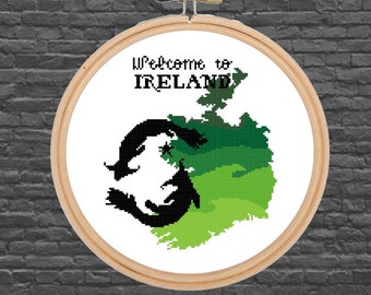 Punto croce Dobhar-chú - Benvenuti in Irlanda - Serie Cryptid