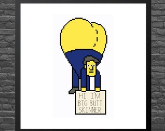 Ciao, sono Big Butt Skinner - I Simpson - Divertente - Cartone animato - Schema punto croce