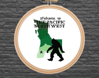Punto croce Bigfoot - Benvenuti nel Pacifico nord-occidentale - Serie Cryptid