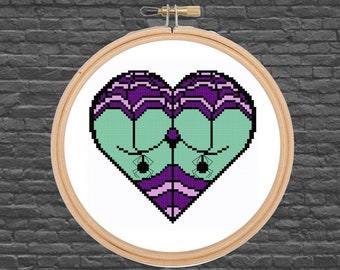 NSFW - Serie Boo-tiful Butts - Cutie Ghoul - Cuore - Halloween - Mostro - Schema punto croce
