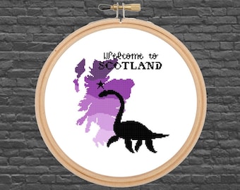 Loch Ness Monster Cross Stitch - Welcome To Scotland - Cryptid Series