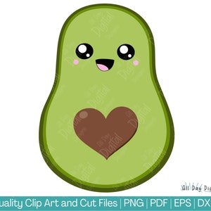 Avocado Man with Heart Seed SVG / Clip Art / Clip Art di alta qualità / Crafting Cut File / Kawaii Food Clip Art / DXF / EPS Digital Download