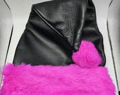 Handmade Leather and Fur Santa Hat