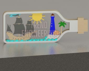 Ship In A Bottle Laser Cut Files: SVG And DXF