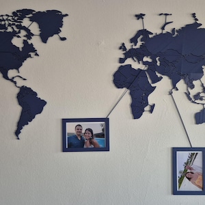 Carte du monde avec lignes de pays, cadres inclus, fichiers d'imprimante 3D Step et STL, décoration murale, projets d'imprimante 3D, décoration de bureau, décoration d'intérieur