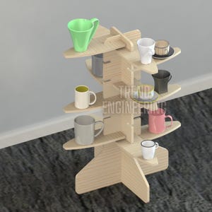 Zusammenklappbarer Stand im Kaktusstil CNC-Fräser-Schnittdateien DXF- und SVG-Dateien, Holzmesse, Standregal, Produktausstellungsregal, Marktstand