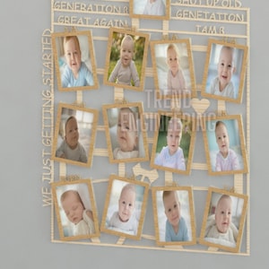 Cadre photo bébé génération bêta, fichiers découpés au laser DXF SVG, cadre photo pour bébé, cadre photo ma première année, photos de 12 mois, étapes importantes de bébé