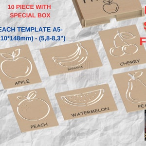 Plantillas de pintura de frutas, archivos cortados con láser SVG y DXF, juguetes de madera, práctica de pintura, juguetes para niños, habilidades Montessori, plantilla de pintura, plantilla