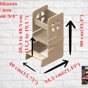 Archivos de corte CNC Montessori de torres para niños DXF y SVG, muebles de madera para guarderías, muebles para niños, muebles Montessori, torre de chef para niños pequeños