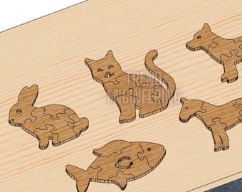 Animal Puzzle Cut Files: SVG And DXF