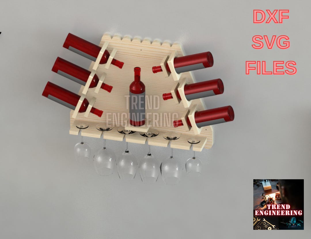 Wall Type Wine Rack CNC Router Cut Files DXF and SVG, Fair Market ...