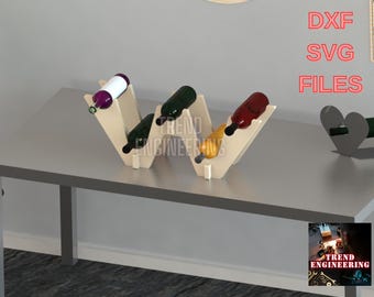 W Letter Wine Rack CNC Cutting Decor Files: DXF and SVG