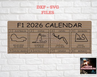 F1 2026 Calendar Wall Decor Laser Cut Files Dxf And Svg
