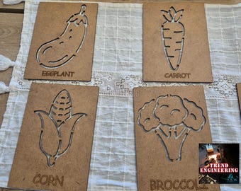 Vegetable Montessori Painting Stencils, Painting