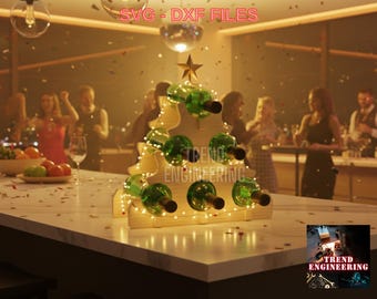 Christmas Tree Wine Rack CNC Cutting Decor Files: DXF SVG