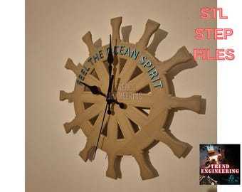Ship Wheel Wall Clock STL and STEP Files for 3D Print