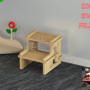 Sjabloon opstapje – digitale download – DXF/SVG – houtbewerkingsplannen – doe-het-zelfproject – CNC/lasergesneden bestand, kindermeubels, kinderkamermeubels