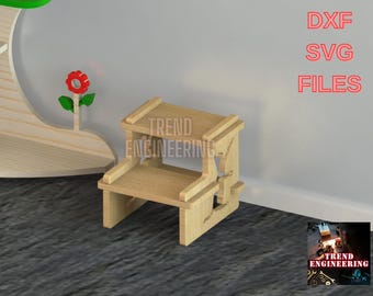 Toddler Step Stool  CNC Router Cut Files; DXF and SVG