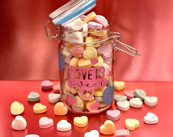 Love Is Sweet Jar With Locking Lid For Valentines Day, Candies, And Cookies