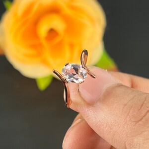 Oval Shape Morganite Ring - Pink Morganite Ring - Silver Band Morganite Ring - English Colour Gemstone Ring - Promise Ring For Love