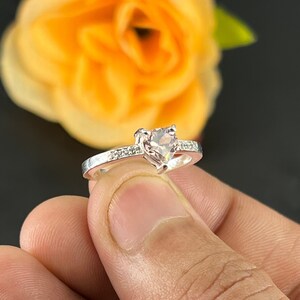Heart Lab Morganite Ring: Sterling Silver Engagement Ring