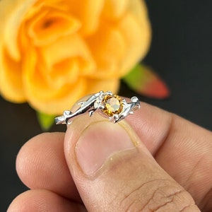 Natural Citrine Ring, Round Cut Citrine Topaz Ring, Unique Design Silver Ring, November Birthstone Ring, Ring For Her, yellow Gemstone Ring