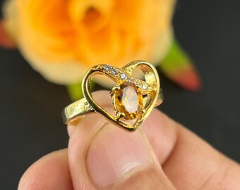Unique Oval Citrine Engagement Ring Women Vintage Unique Cluster Love Ring Healing Crystal Bridal Jewelry Gift For Girlfriend Ring For Girls