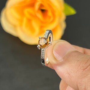 Heart Cut Citrine Ring: Sterling Silver November Birthstone