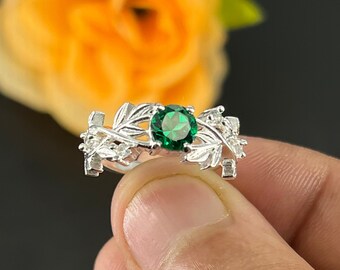 Celtic Engagement Ring - Round Simulated Emerald Ring - Anniversary Promise Ring - New Design - New Look - Ring - For Her