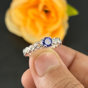 Handmade Tanzanite Sterling Silver Ring: Dainty Vintage Design