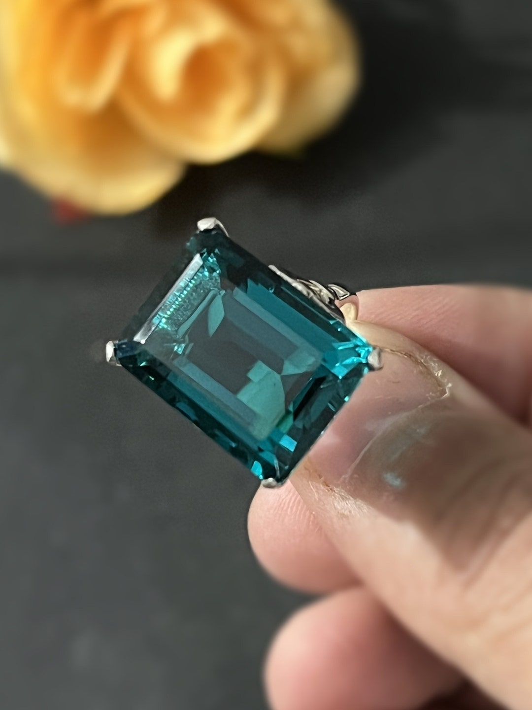 Emerald Cut London Blue Topaz Ring: Sterling Silver Statement Ring - Etsy