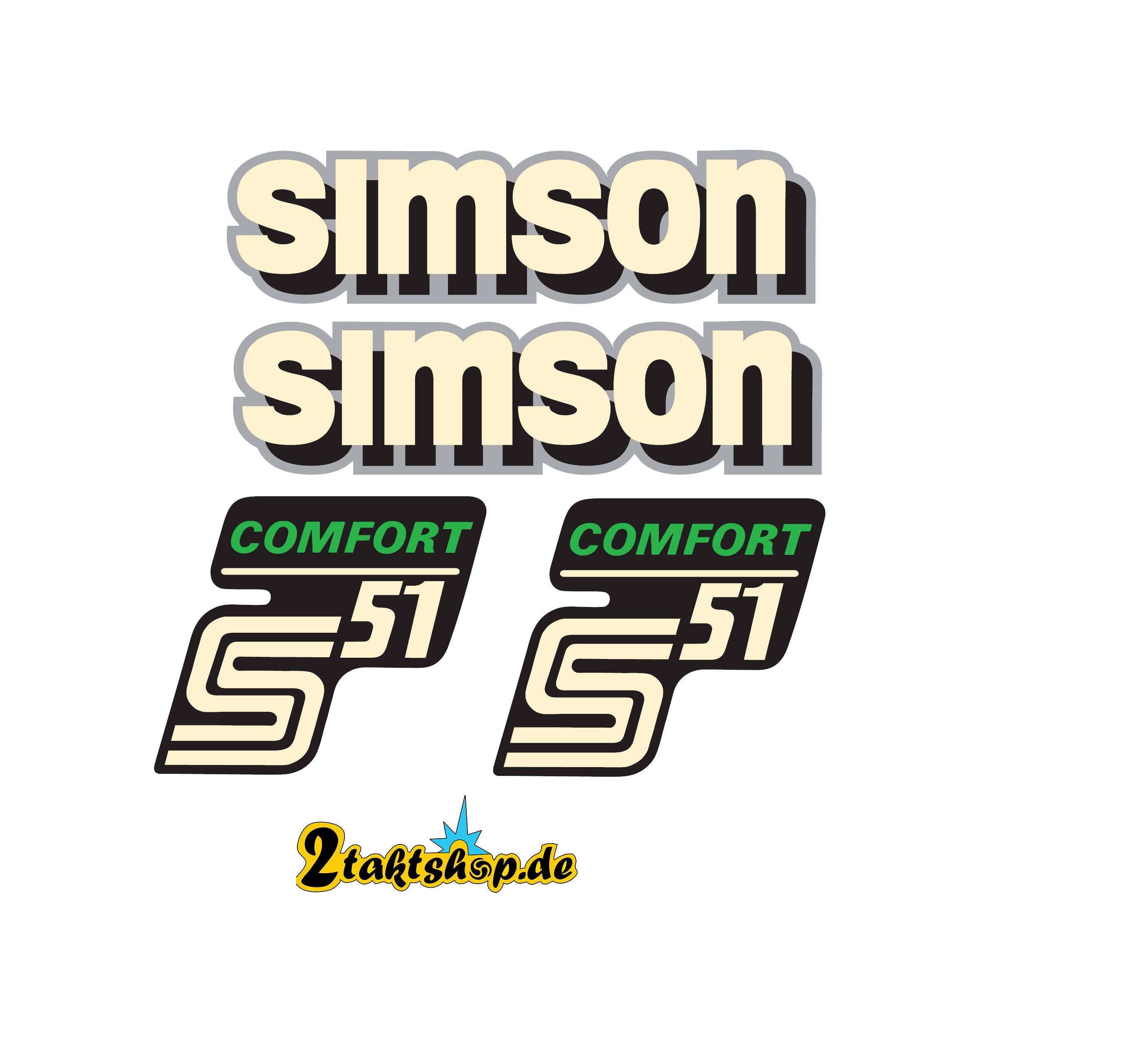 4-piece Sticker Set Simson S51 Comfort Black Green 