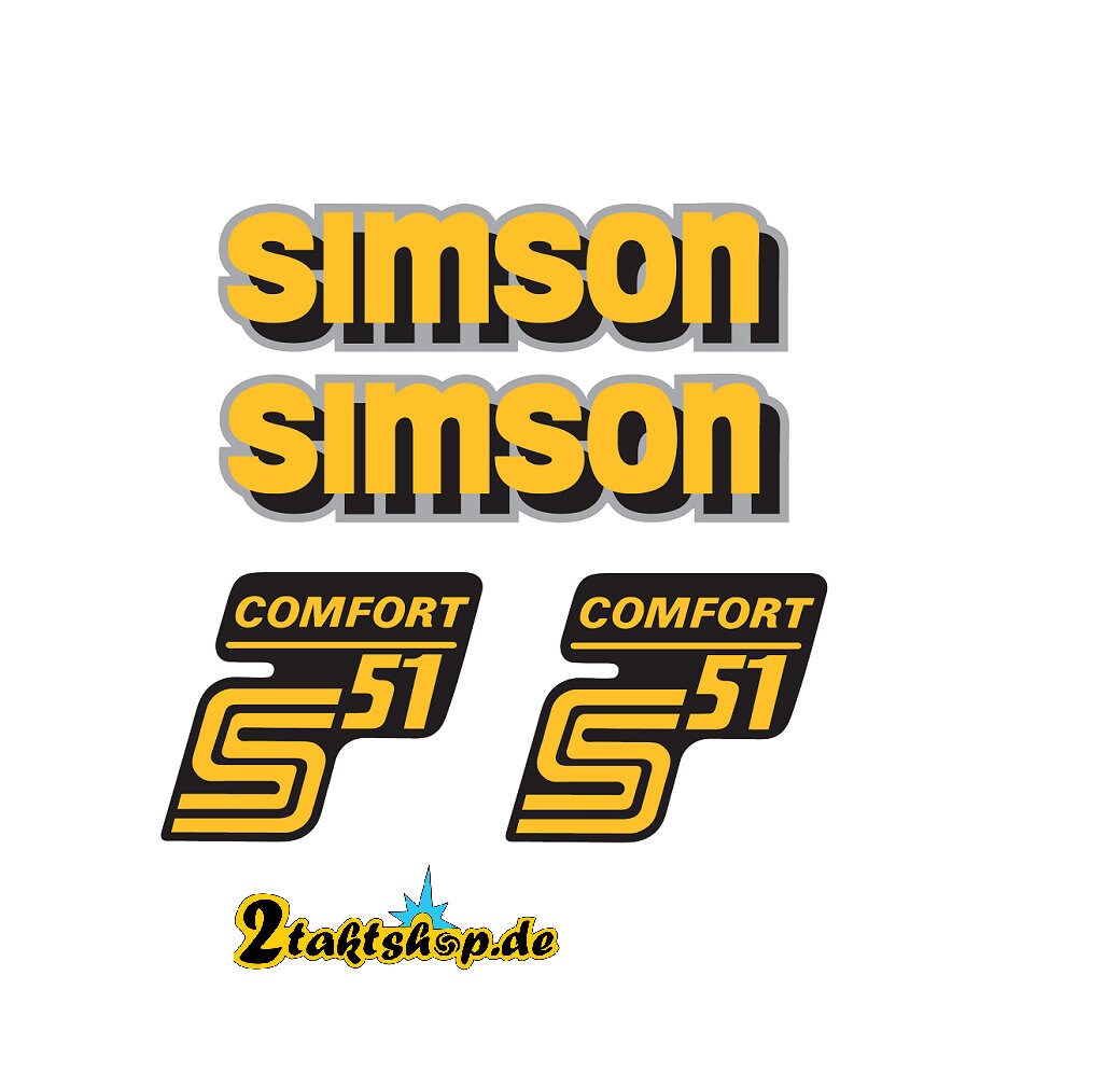 4-piece decor set Simson S51 Comfort Retro sticker set